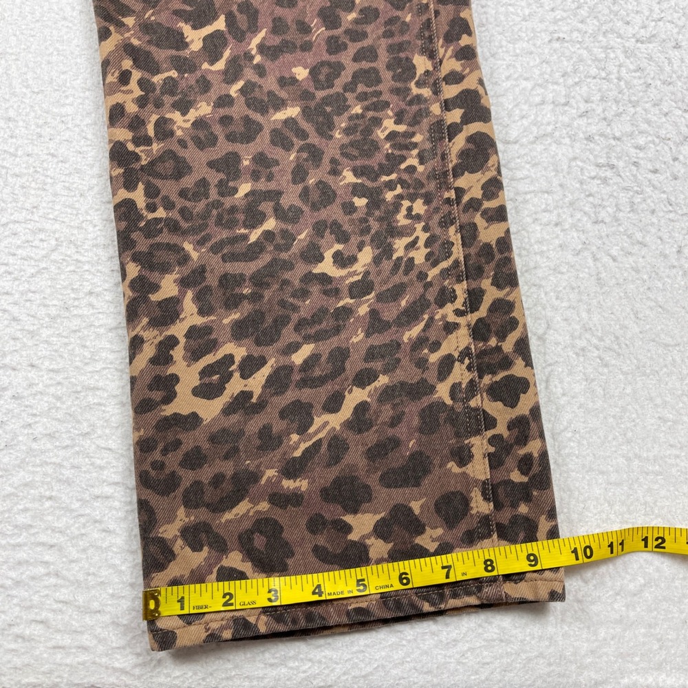 Abercrombie & Fitch Leopard Print Jeans Womens 28 Brown Mid Rise Straight Leg - Picture 6 of 10